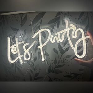 Let’s party white light sign dim light white neon sign